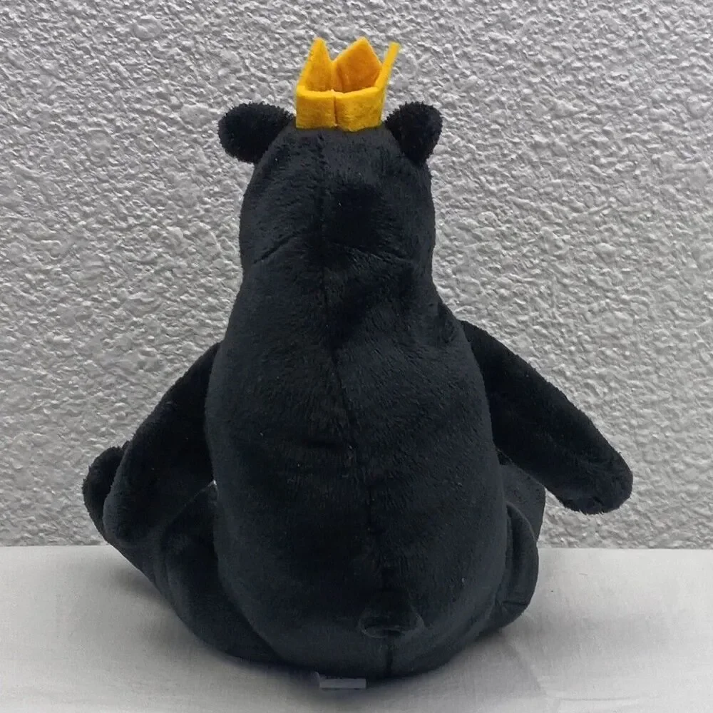 Swing Kingdom Logo Bear Advertisement Plush Black White Silver Paws Stuffed Rare